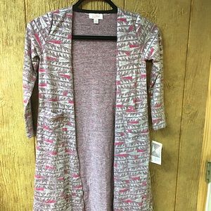 NWT Lularoe girls cardigan purple and silver